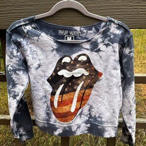 Penelope Wildberry Cropped Tie-Dye Rolling Stones Sweatshirt